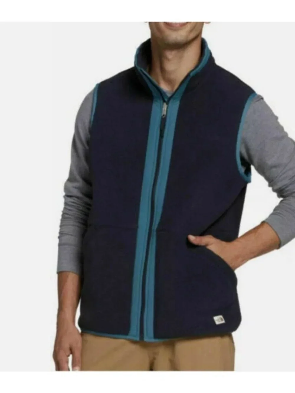 The North Face Men's Navy Teal Carbondale Fleece Full Zip Vest Size Large 2898
